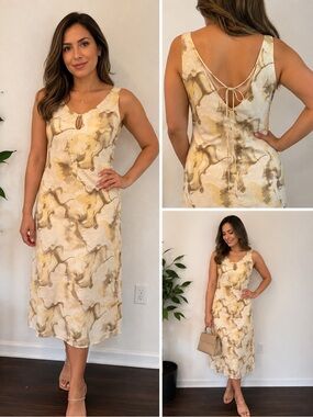 NWT Kenneth Cole Marble Print Sleeveless Midi Dress Size Large